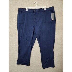Avenue Twill Convertible Pants Womens 26 Navy blue Cottone Stretch NEW
